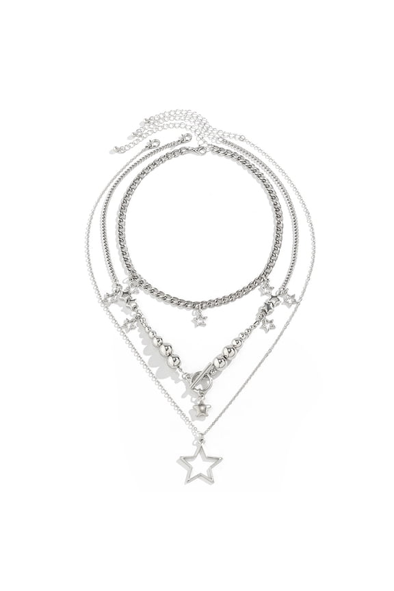 3Pcs Multilayered Star Necklace Stylish Collarbone Chain Versatile Choker Neck Chains for Daily Wear and Casual Outfits