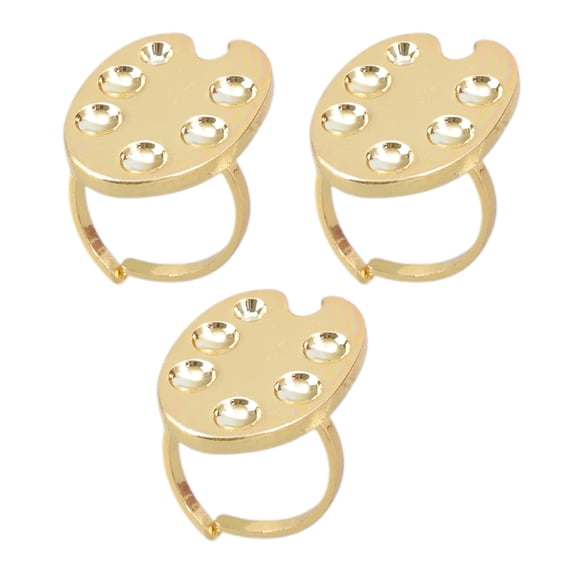 3Pcs Nail Art Palette Ring Nail Art Polish Holder Nail Palette Finger Rings Metal Nail Art Tool for Nail Art Designs