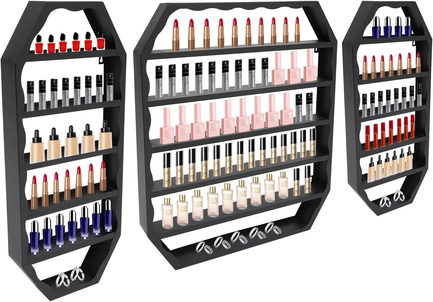 Polish Rack Sign 3Pcs Nail Polish Display Rack, Wall-Mounted Nail Polish Storage Rack ...
