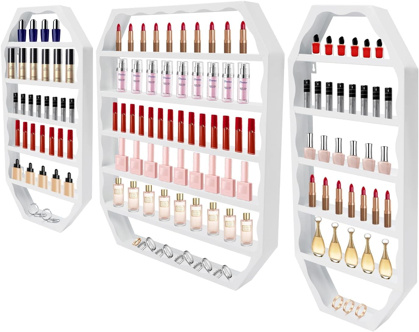 3Pcs Nail Polish Display Rack, Wall-Mounted Nail Polish Storage Rack ...
