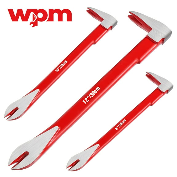3Pcs Nail Puller Tool Set, 12 10 8 Inch Heavy Duty Mini Cats Paw Pry Bar Utility Claw Bar Wonder Bar, High Carbon Steel Crowbar, for Home Remodeling Woodworking Tile Removal