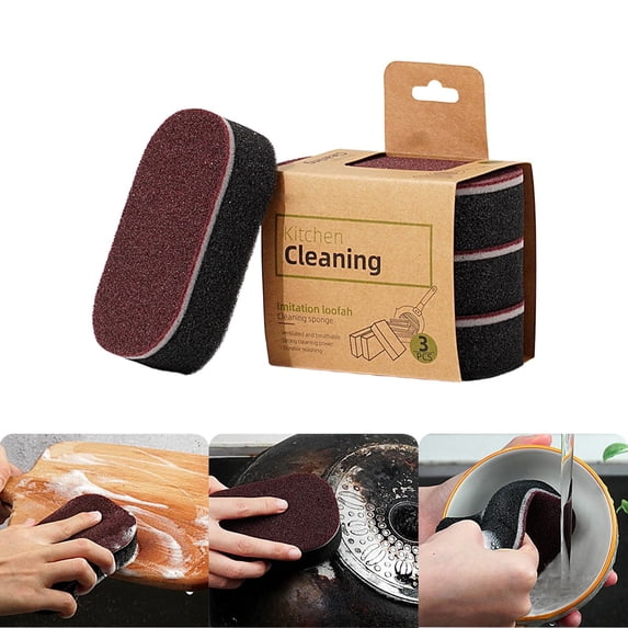 3Pcs Nano Carborundum Sponge, Sponge Brush Eraser Scrub, Kitchen Magic Cleaning Sponge for Removing Rust Cleaning Pots and Pans, New Household Stainless Steel Cleaning Tool (2.83*4.64Inch)