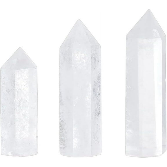 3Pcs Natural Quartz Towers 1.8"-2.8" Clear Healing Wand 6 Faceted Point Wand for Therapy Reiki Energy Balancing Home Display Decoration Colorful DIY