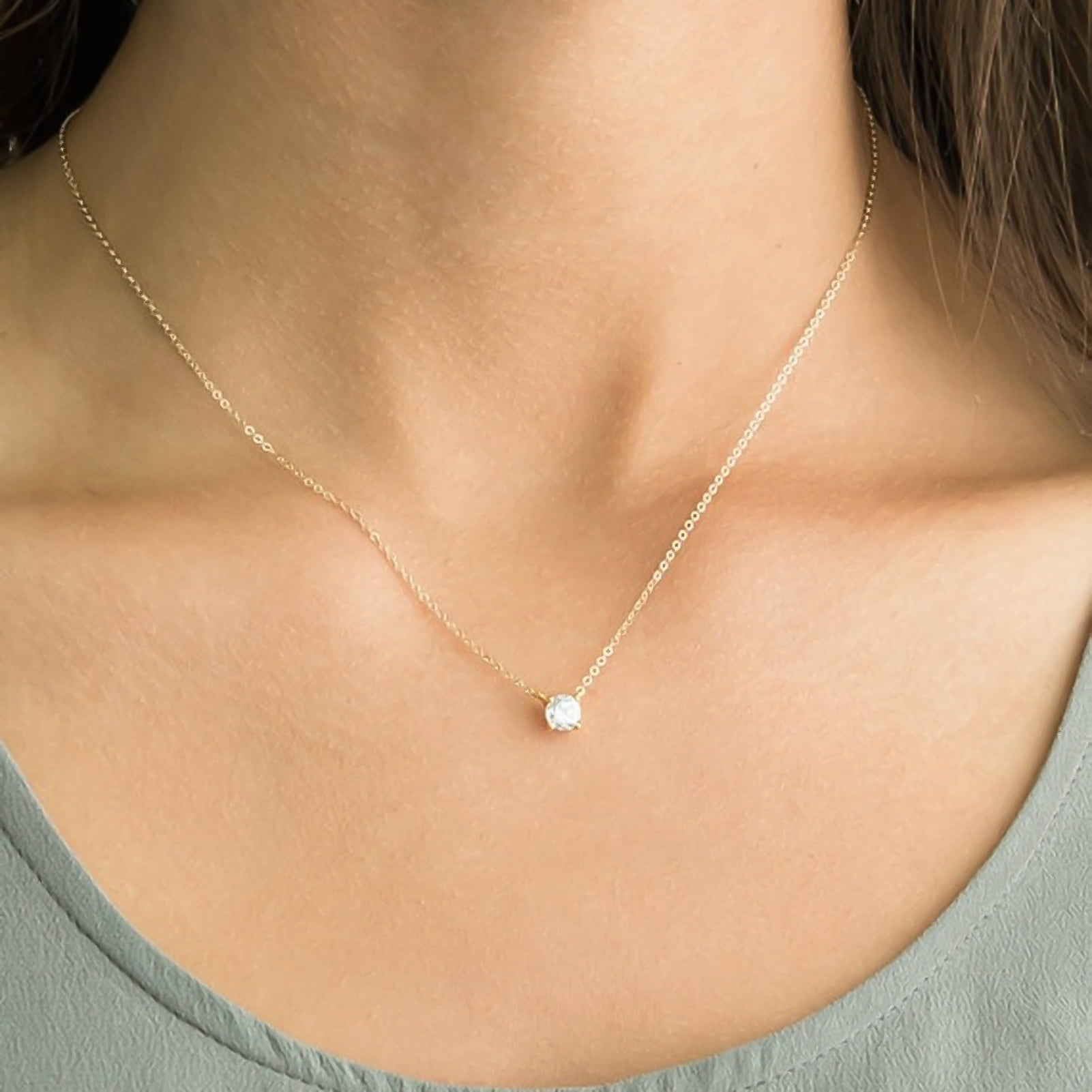 3Pcs Necklace Cubic Zirconia Inlaid Thin Chain Women Simple