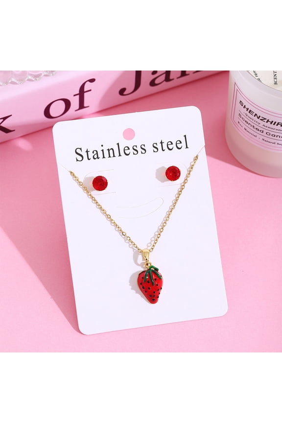 3Pcs Necklace Earrings Set under $5! kkbbma Delicate 304 Stainless Steel Necklace Earrings Set, Sweet Light Luxury Collarbone Jewelry, Valentine's Day Romantic Gift, Everyday Matching Accessories