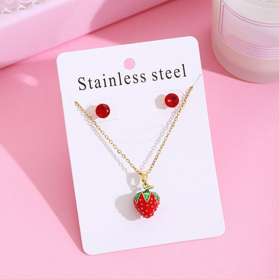 3Pcs Necklace Earrings Set under $5! kkbbma Elegant Stainless Steel Necklace and Earrings Set, 304 Collarbone Chain Jewelry, Sweet Light Luxury Valentine Gift, Daily Wear Matching Jewelry