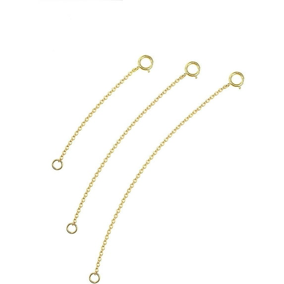 3Pcs Necklace Extenders 14k Gold Plated Extender Chain 925 Sterling Silver Extension Bracelet Extender for Women