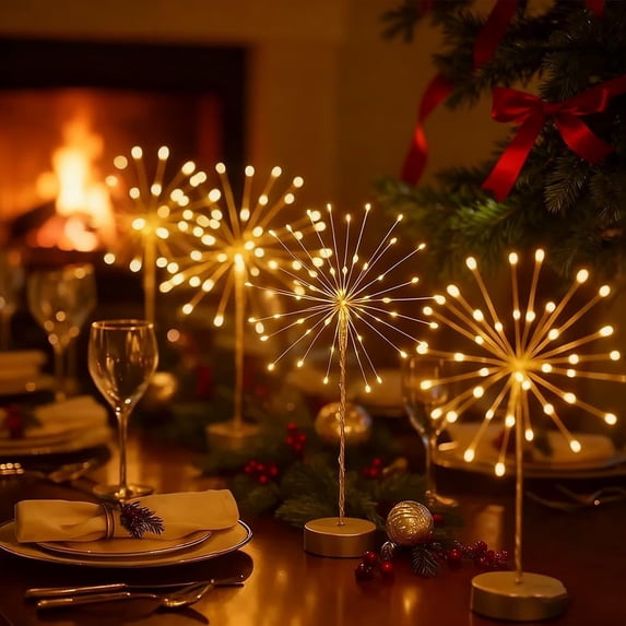 3Pcs Nest and Flowers Table Lights, White LED Decorative Firework Lamps, Christmas Decorations for Party, Romantic Ambient Lighting for Bedroom Living Room, Indoor Decor Gifts for Family & Friends