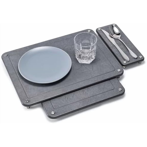 3Pcs Nesting Stone Drying Mat For Kitchen Counter Quick-Drying, Water-Absorbent Diatomaceous Earth Mats with Non-Slip Feet, Heat Resistant, Ideal for Kitchen and Bathroom Dark Gray