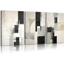 3Pcs Neutral Abstract Canvas Wall Art Pictures Modern Minimalist Posters Prints Beige Black Simple Wall Decoration for Living Room Bedroom Bathroom Office 12x16in Und