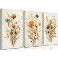 thumbnail image 1 of 3Pcs Neutral Beige Floral Plant Canvas Wall art Textured Flower Botanical Painting Picture Wall Decor Vintage Blossom Poster Prints for Living Room Bedroom Bathroom Decoration, 1 of 6