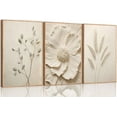 thumbnail image 1 of 3Pcs Neutral Beige Floral Plant Canvas Wall art Textured Flower Botanical Painting Picture Wall Decor Vintage Blossom Poster Prints for Living Room Bedroom Bathroom Decoration, 1 of 6