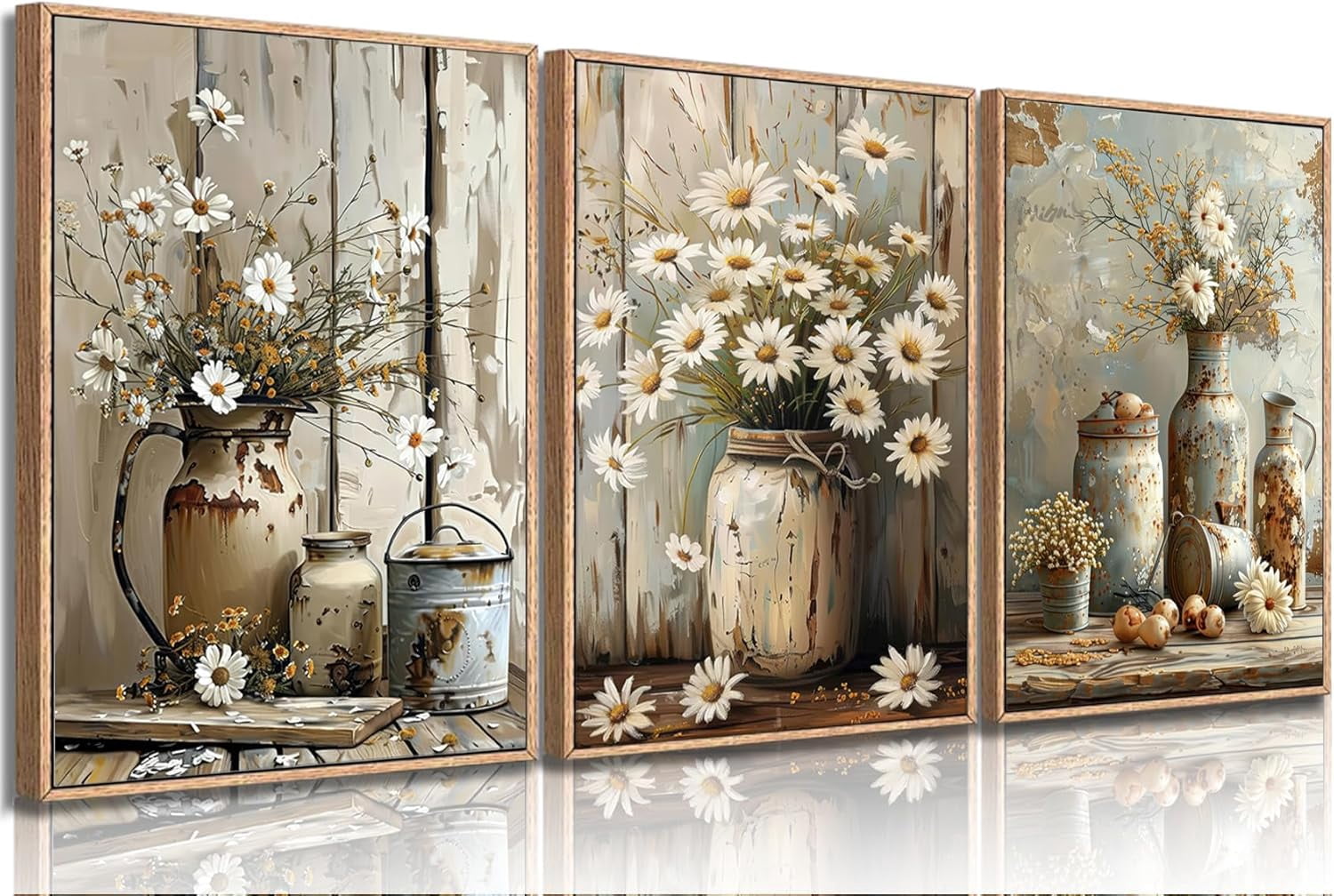 3Pcs Neutral Botanical Canvas Wall Art Beige Simple floral Painting ...