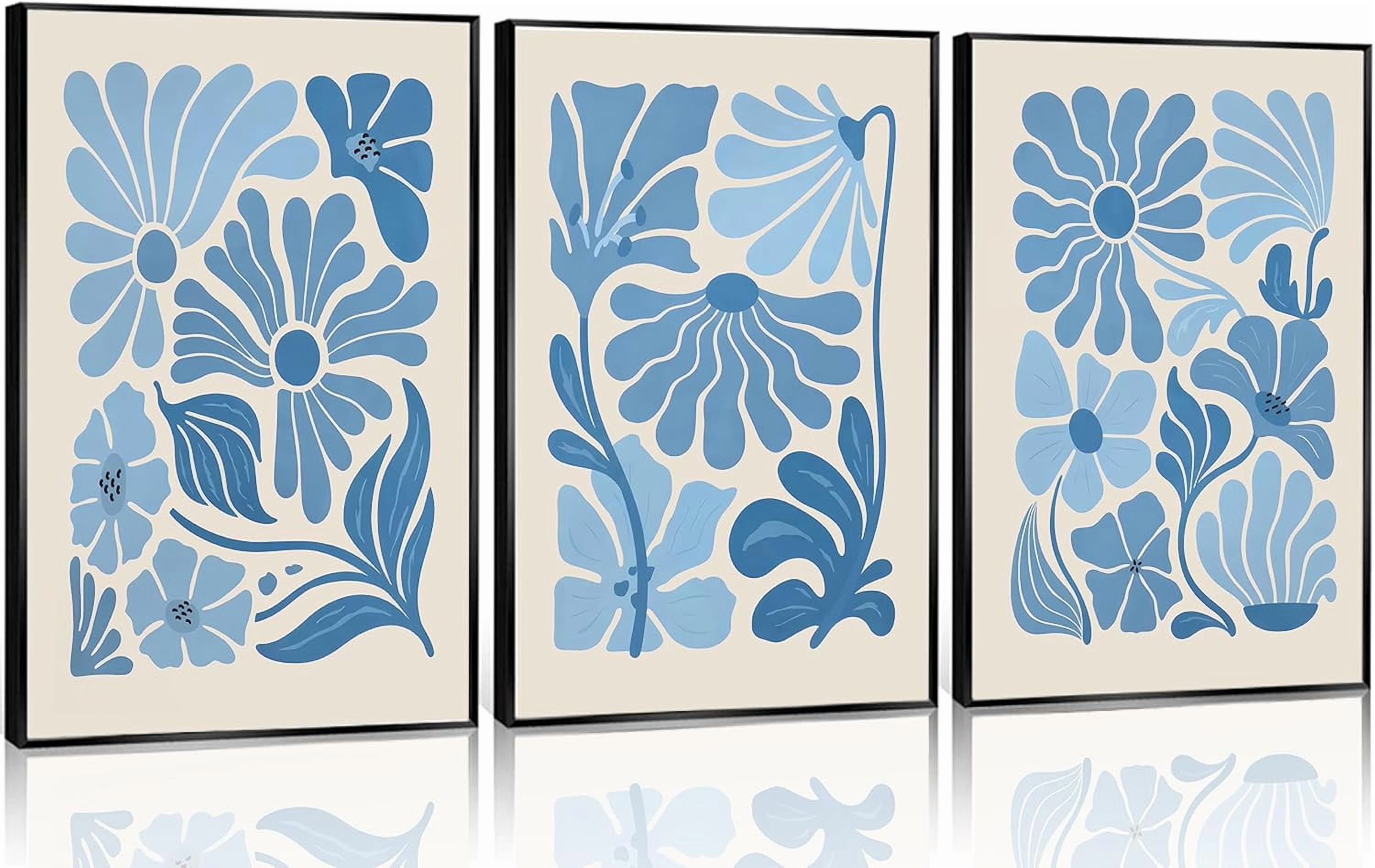 3Pcs Neutral Botanical Canvas Wall Art Beige Simple floral Painting ...