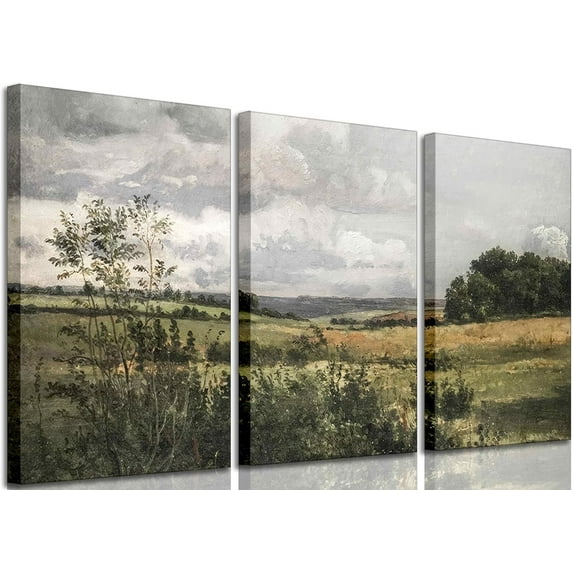 3Pcs Neutral Botanical Print Canvas Wall Art Floral Simple Vintage Lines Living Room Wall Decor Pictures Beige Bohemian Farmhouse Poster Print Bedroom Office Home Decoration Unframed