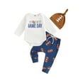3Pcs Newborn Baby Boy My Fisrt Game Day Outfit Football Letter Romper