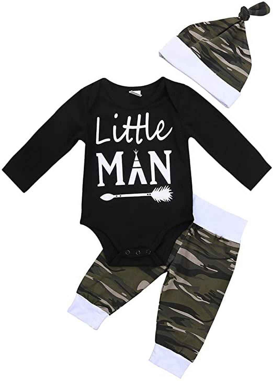 3Pcs Newborn Infant Baby Boys Tops Romper Camo Pants Leggings Outfits