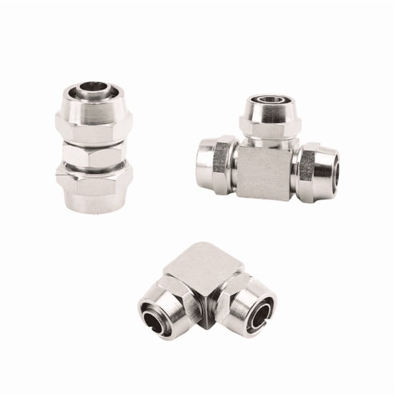 3Pcs Nickel-Plated Copper Pipe Quick Connector Kit: Straight, Elbow And Tee