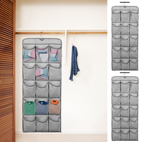 3Pcs Non Woven Fabric Wardrobe Hanging Shoe Bag With Hook Spacious 30 Pockets Hanging Closet Shoe Holder Double Sided Hanging Shoe Organizer for Shoes Clothes