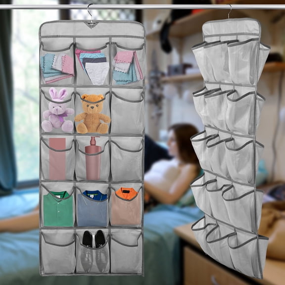 3Pcs Non Woven Fabric Wardrobe Hanging Shoe Bag With Hook Spacious 30 Pockets Hanging Closet Shoe Holder Double Sided Hanging Shoe Organizer for Shoes Clothes