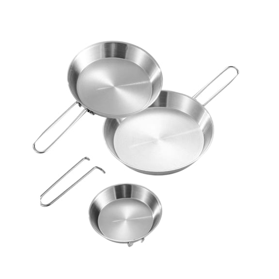3Pcs Nonstick Outdoor Cooking Pans Portable Frying Pans with Removable Handle Quick Heating Skillets Outdoor Cookware