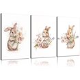 thumbnail image 1 of 3Pcs Nursery Bunny Canvas Wall Art Cute Bunnies and Wildflowers Wall Decor Pictures Boho Watercolor Floral Posters Prints for Girls Room Baby Room Decoration 16x24in, 1 of 5