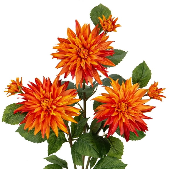 Briful 3Pcs Artificial Dahlia Flowers 29.5" Fake Silk Flower Long Stem Floral Arrangements Bouquets Faux Dahlias Flowers DIY Wedding Party Centerpieces Home Decor Orange