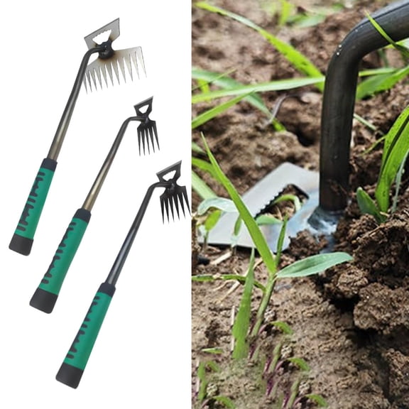 3Pcs Outdoor Garden Weeder Puller Steel 5/6 Teeth Hand Weed Root Remover Killer