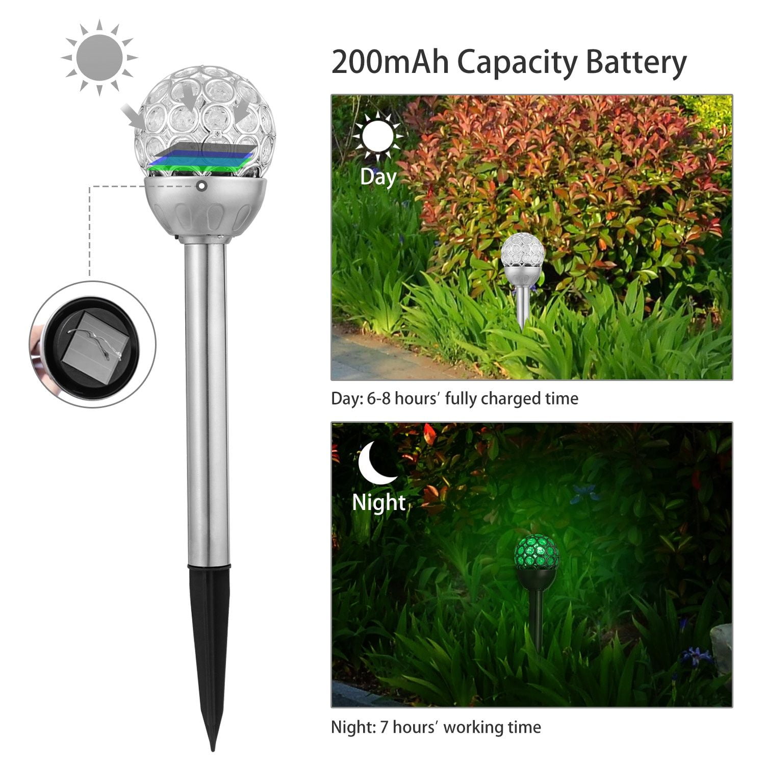 3Pcs Outdoor Solar Lights IP44 Waterproof Ball RGB Light Garden Decor Lamp Landscape Christmas