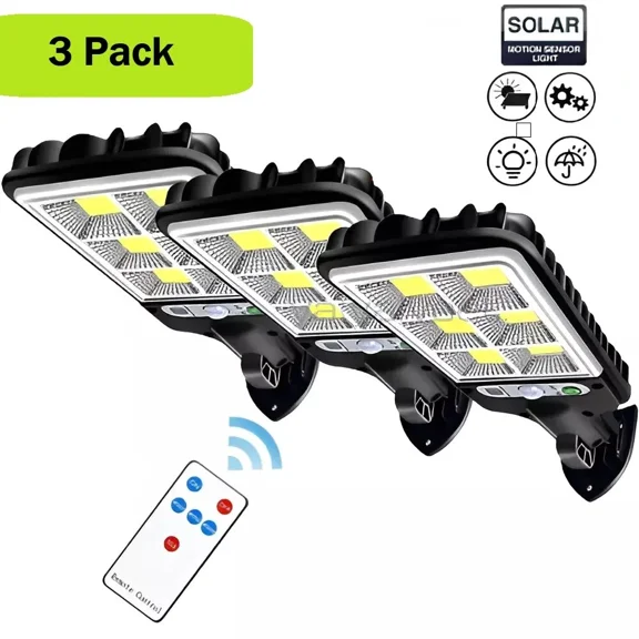 3Pcs Outdoor Solar Wall Light Led Motion Sensor Bright Flood Street Lamp 3 Modes