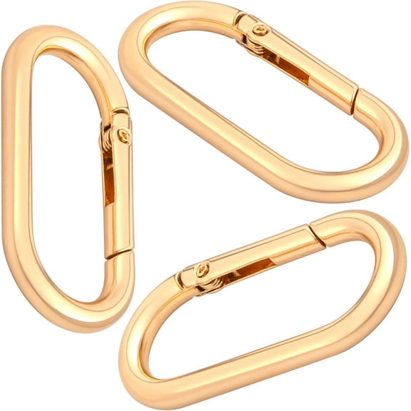 3Pcs Oval Carabiner Keyring Clip, Heavy Duty Snap Spring Carabiner Clip, Small Metal O Ring Buckle Clasp Strap Rings