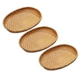 thumbnail image 1 of 3Pcs Oval Rattan Tray Woven Bread Basket Small Cracker Tray for Serving Dinner Parties Coffee Table Tea (9.84-12.6 inches Length Diameter), 1 of 6