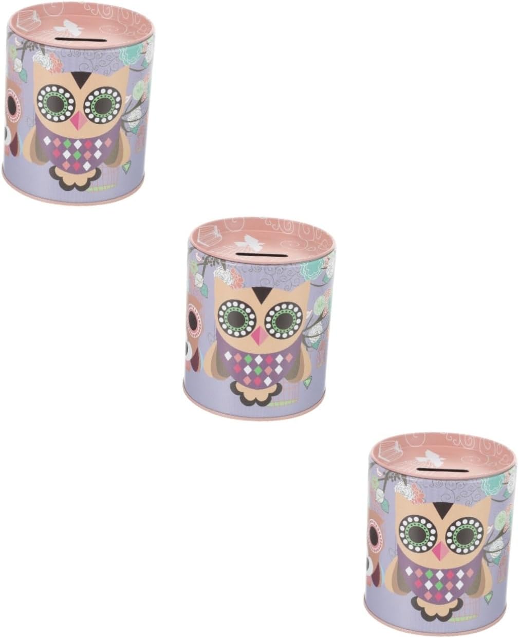 3Pcs Owl Piggy Bank Savings Bank For Kids Saving Tin Can Large Capacity