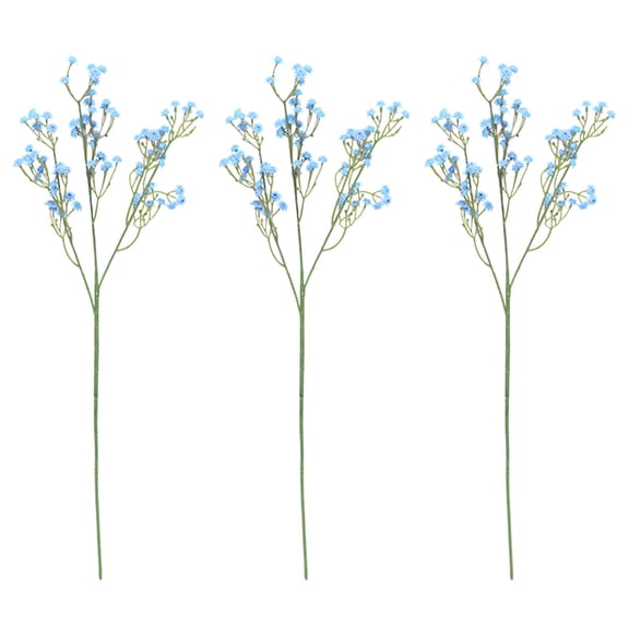3Pcs PU Soft Plastic Baby's Breath, Non-Fading No Water Needed, Artificial Flower for Wedding Home Decoration Blue