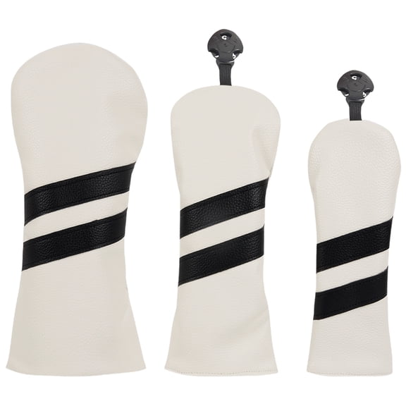 3Pcs PU1eatherGolfs Club Head Cover Stripe Pattern Putter Cover Fairway Wood Headcover Hybrids Cover Golfs Accessory
