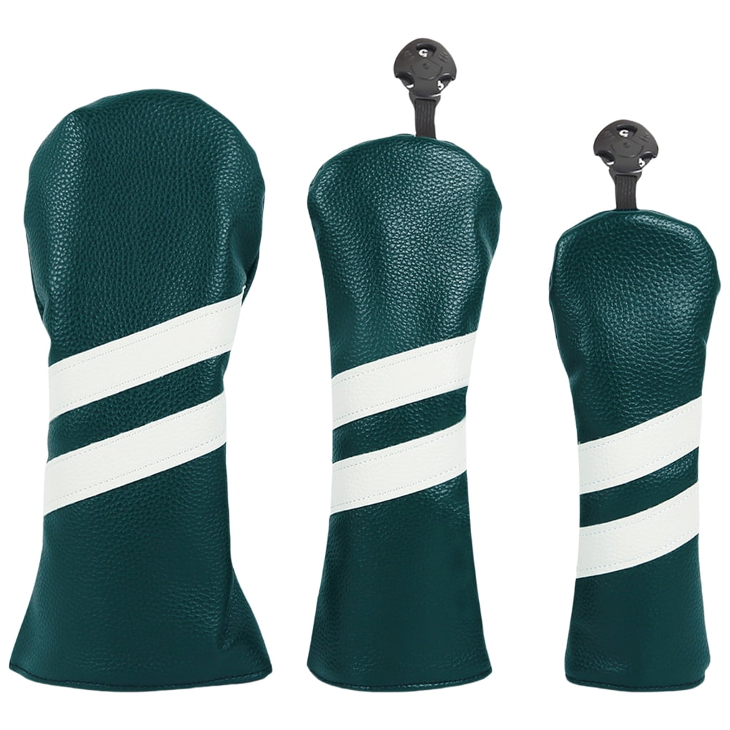 3Pcs PU1eatherGolfs Club Head Cover Stripe Pattern Putter Cover Fairway Wood Headcover Hybrids Cover Golfs Accessory