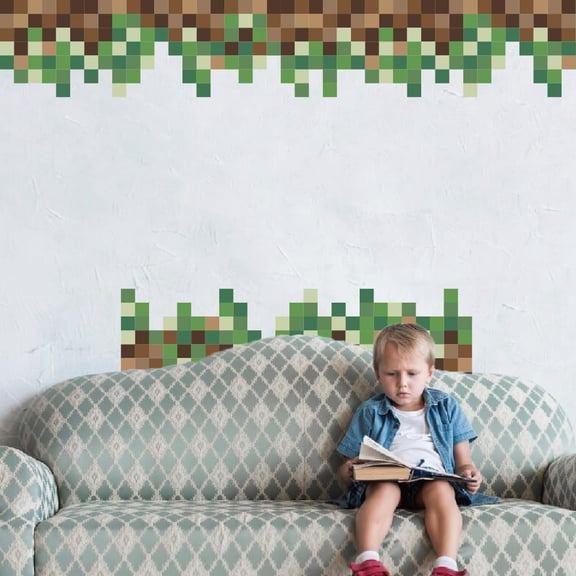 3Pcs PVC Wall Stickers Wall Decoration Pixel 960x300mm diy