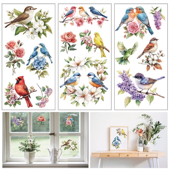 3Pcs PVC Waterproof Decorative Stickers Self Adhesive Decals Bird 15x30cm