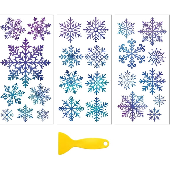 3Pcs PVC Waterproof Decorative Stickers Self Adhesive Decals for Furniture Decoration Snowflake 300x150mm Craft