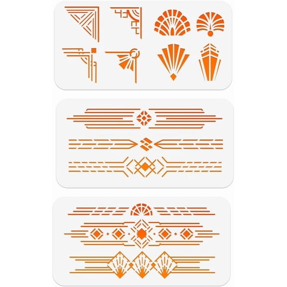 3Pcs Painting Drawing Stencils 11.8x5.9 Inch Reusable Craft Stencils PET Hollow Out Drawing Painting Template for DIY