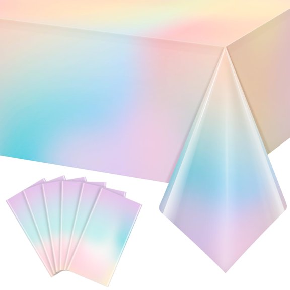 3Pcs Pastel Plastic Tablecloths Disposable Rectangle Table Covers Rainbow Design for Baby Shower Wedding Birthday Party Decorations 54 x 108 Inch