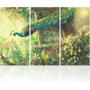 3Pcs Peacock and Flowers Furniture Transfer 6x12inch Garden Peacock Rub on Transfer Self-Adhesive Wall Art Decals for Bedroom Living Room Desk Table Decoration