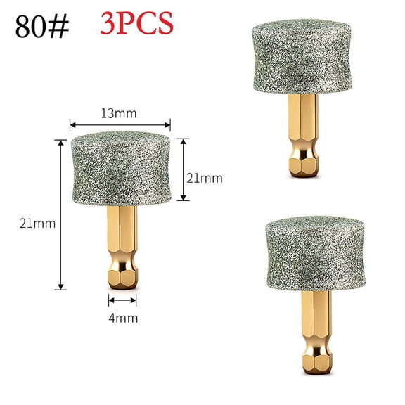 3Pcs Pet Nail Grinding Heads 4mm Shank Diamond Grit 60/80 Rotary Tool Bits for Dog Cat Paw Trimming Polishing Wear-Resistant Copper Core Electric Grinder Accessories(Grit 80)