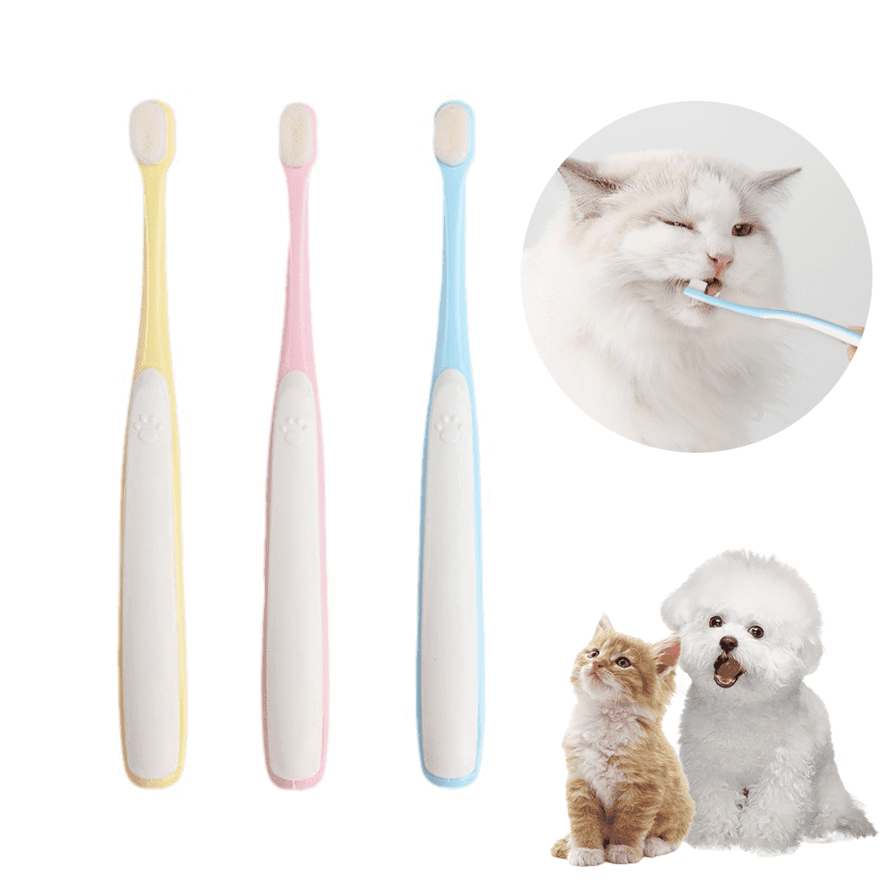 30Pcs Pets Toothbrush for Small Dogs & Cats,Soft Bristles and Small Toothbrush Designed for Cats and Puppies,Ergonomic Handle,Use with Cat Toothpaste,3 Colors(Yellow/Blue/Pink)