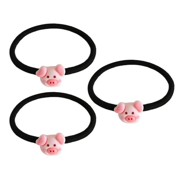 3Pcs Piggy Hair Scrunchies, Soft Elastic Hair Ties for Women Girls Daily School Party Accessories