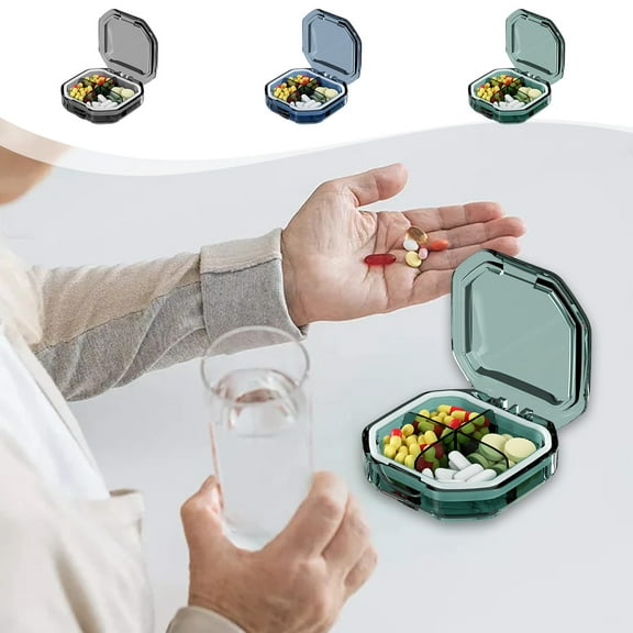 3Pcs Pill Organizer under $5! Yannianjz Portable Pill Organizer, Airtight Pill Box, Travel Pill Dispenser, 4 Compartment Medicine Case, Compact Pill Container, Daily Pill Box, Medication Organizer