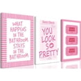 thumbnail image 1 of 3Pcs Pink Bow Bathroom Canvas Wall Art Bowknot Coquette Posters Prints Preppy Picture Decor For Bathroom Washroom Restroom 16x12in Framed, 1 of 6