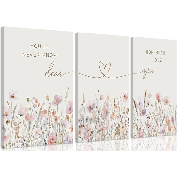 3Pcs Pink Bow Bathroom Canvas Wall Art Bowknot Coquette Posters Prints Preppy Picture Decor For Bathroom Washroom Restroom 16x12in Framed