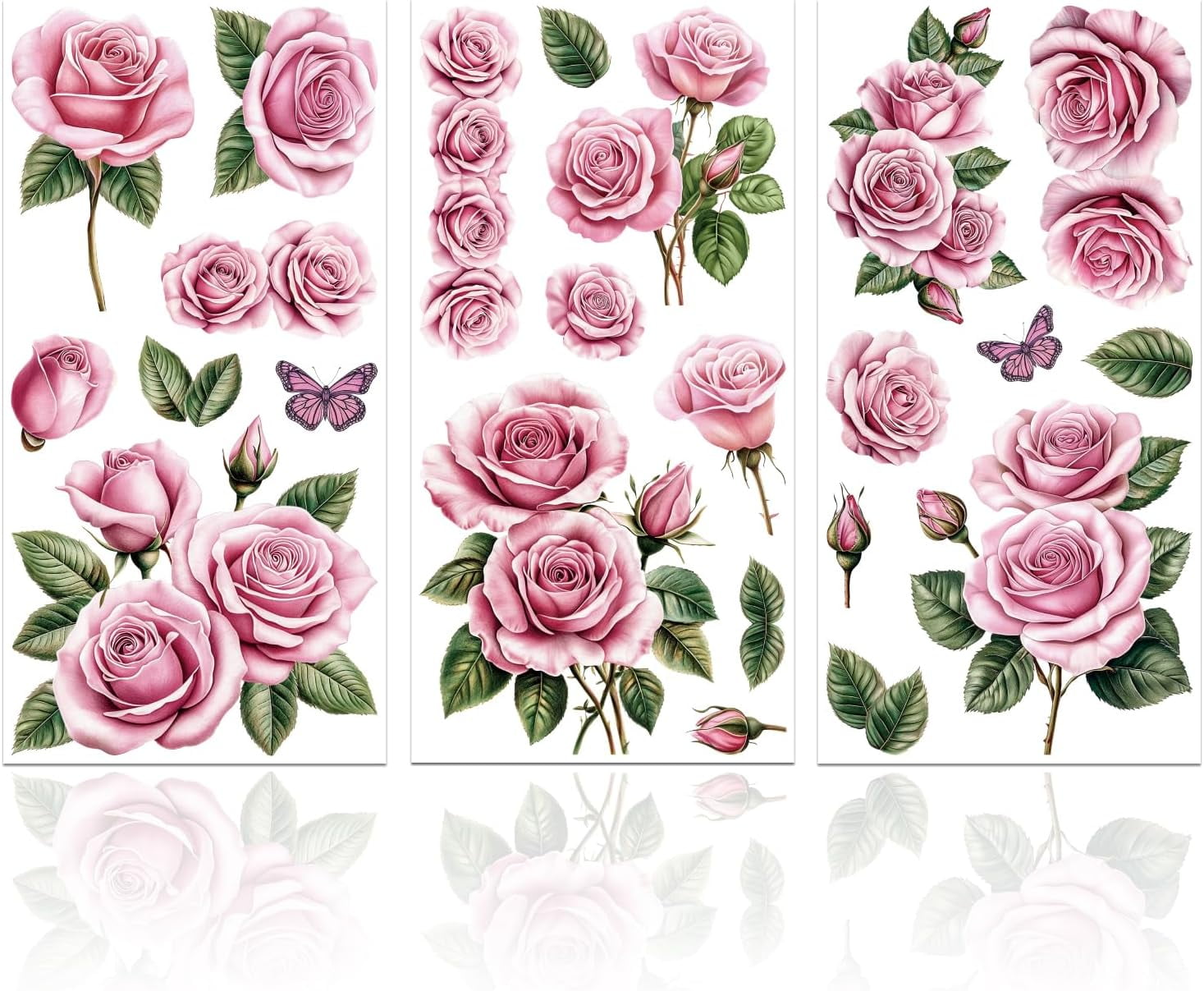 3Pcs Pink Rose Furniture Transfer 6x12inch Rose Flowers Rub on Transfer  Self-Adhesive Wall Art Decals for Bedroom Living Room Desk Table Decoration  - Walmart.com, image size:1467x1207