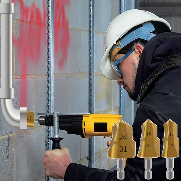 3Pcs Pipe Reaming Drill Bits 6.1 cm Heavy Duty Steel Pipe Reamer Tool Sturdy Pipe Reamer Drill Bit Multipurpose Water Pipe Tube Expander Boring Drill Bit for PVC Pipe